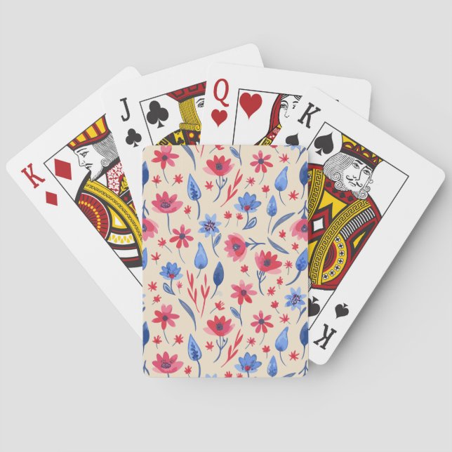 Vintage Americana Floral Playing Cards (Back)
