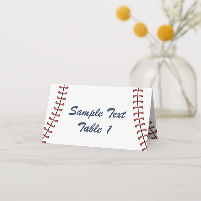 Vintage Americana Navy & Red Baseball Birthday Place Card (Front)