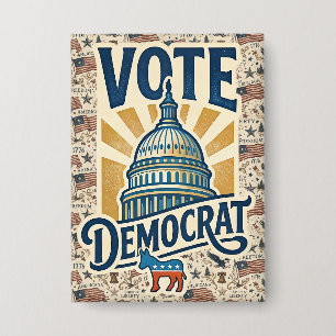 Vintage Americana Patriotic Folk Art Democrat Vote