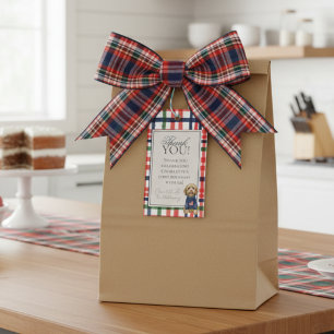 Vintage Americana Plaid Doodle Dog First Birthday Gift Tags