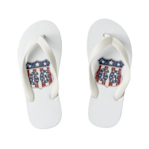Vintage Americana Shield Patriotic Summer Flip Kid's Thongs