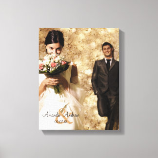 Vintage Ampersand Wedding Photo Keepsake Canvas Print