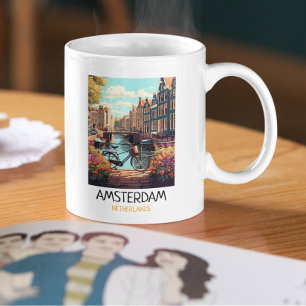 Vintage Amsterdam Netherlands Painting Coffee Mug