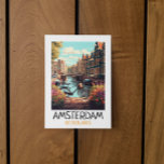 Vintage Amsterdam Netherlands Painting Postcard<br><div class="desc">Colourful Amsterdam Netherlands painting on a postcard that is showcasing the famous canals of the dutch capital Amsterdam, Holland and the unique building structure. This product makes an amazing travel souvenir and gift idea for every tourist and visitor of the european travel destination. Make it your own and purchase now....</div>