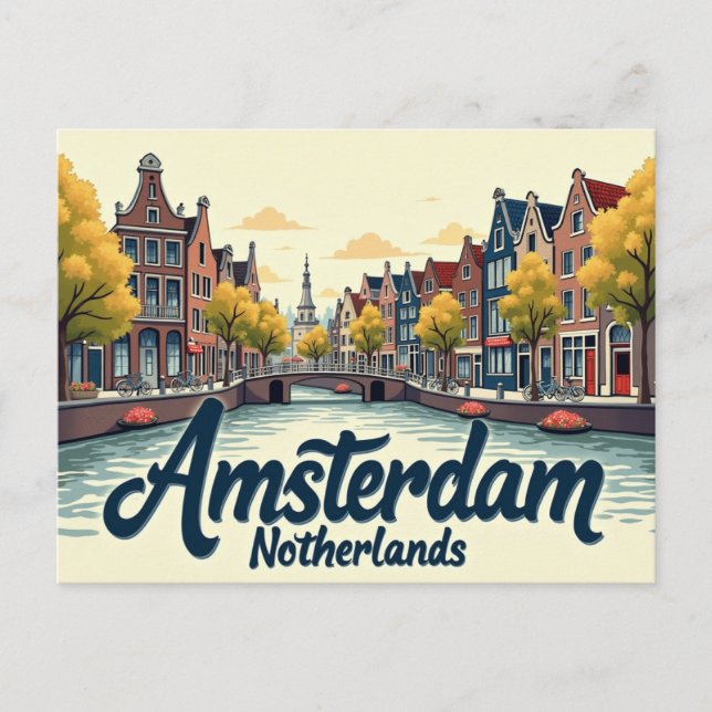 Vintage Amsterdam Scenes Postcard (Front)