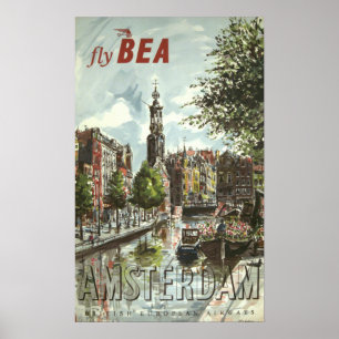 Vintage Amsterdam Travel Poster
