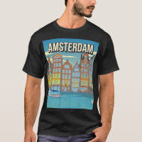 Vintage Amsterdam Travel Poster T-Shirt  Day Tee