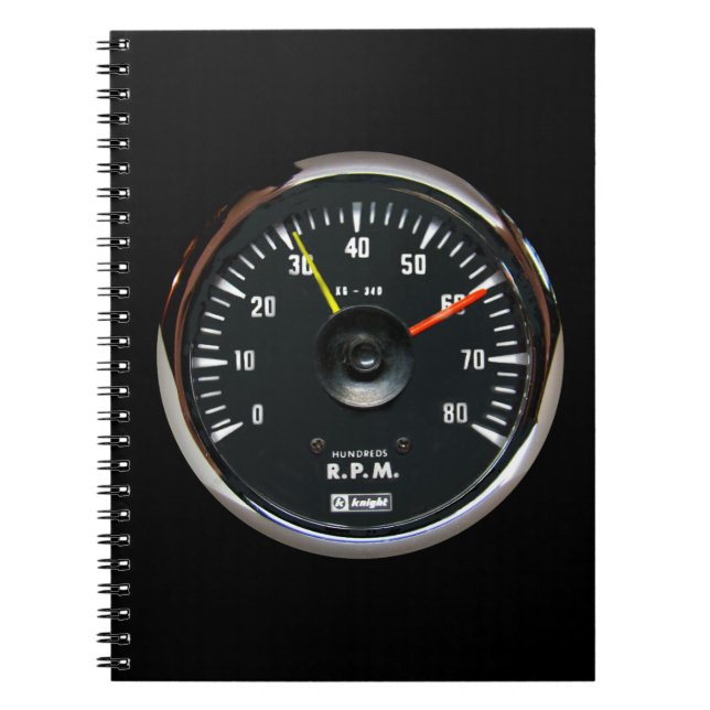 Vintage Analogue Auto Tachometer Notebook (Front)