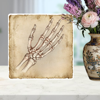 Vintage Anatomical Hand Bones Ink Drawing Sepia Ceramic Tile