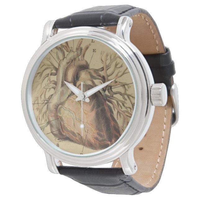 Vintage Anatomical Heart Illustration Drawing Watch (Angled)