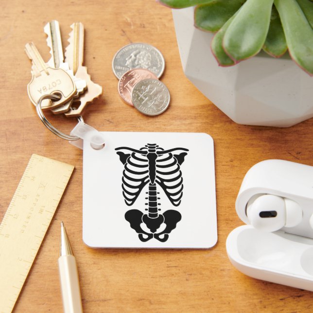 Vintage Anatomical Skeleton Ribcage Graphic Gothic Key Ring (Desk)