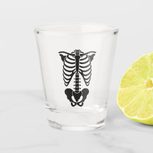 Vintage Anatomical Skeleton Ribcage Graphic Gothic Shot Glass
