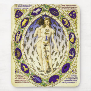 Vintage Anatomical Zodiac Man Mouse Pad