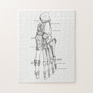 Vintage Anatomy Art Bones of the Foot Jigsaw Puzzle