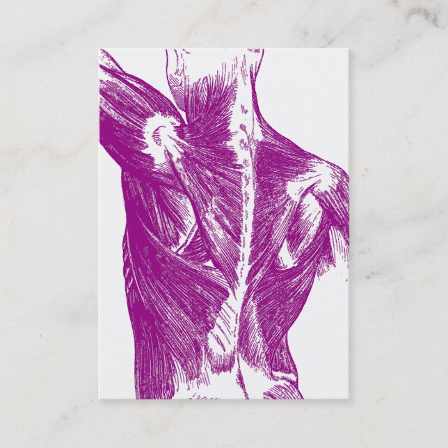 Vintage Anatomy | Back Muscles | Purple Business Card (Front)