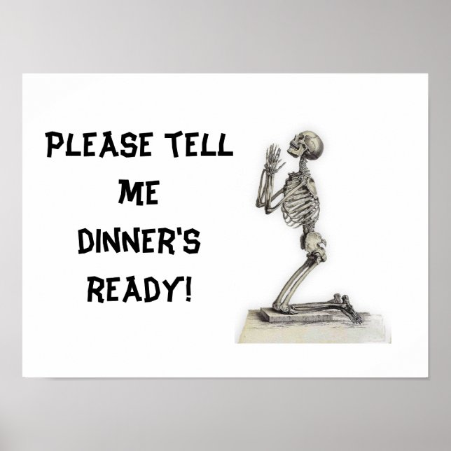 Vintage Anatomy Skeleton, Hungry Poster (Front)