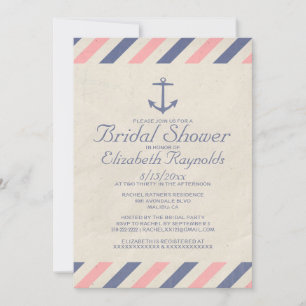 Vintage Anchor Bridal Shower Invitations