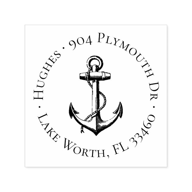Vintage Anchor Circle Address Stamp (Design)