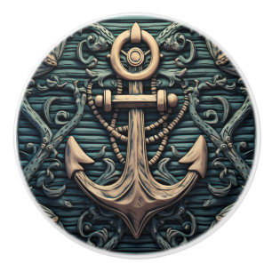 Vintage Anchor Marine Themed Ceramic Knob