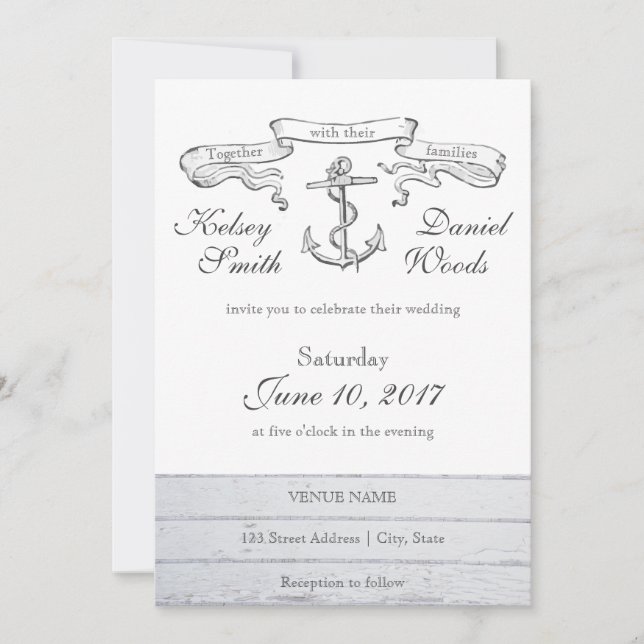 Vintage Anchor Nautical | Wedding Invitation (Front)