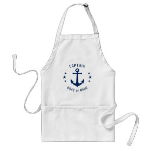 Vintage Anchor & Stars Captain or Boat Name Navy Standard Apron