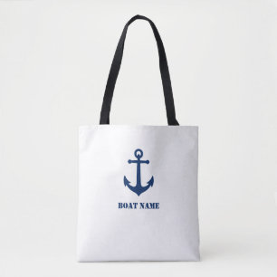 Vintage Anchor with Your Boat Name Tote Bag