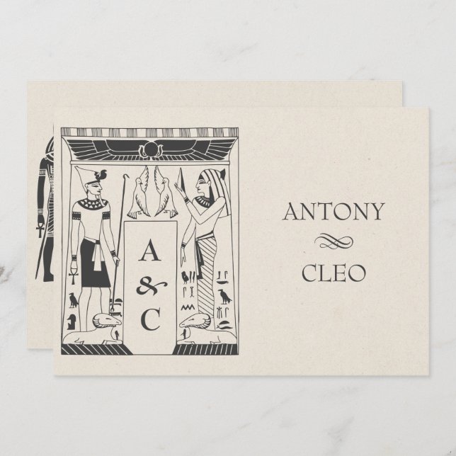 Vintage Ancient Egyptian wedding Invitation (Front/Back)