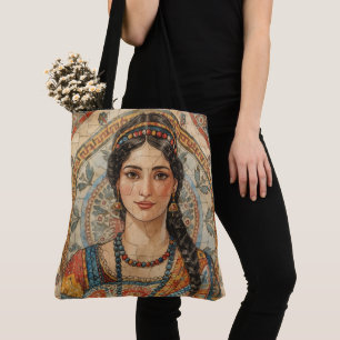 Vintage, Ancient Greece Women Style, Mozaik, Antiq Tote Bag
