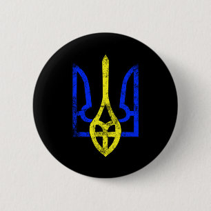 Vintage Ancient Tryzub Ukrainian Symbol Ukraine Fl 6 Cm Round Badge