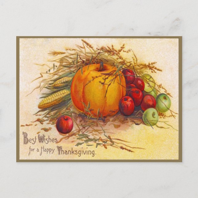 Vintage and Beautiful Thanksgiving Holiday Postcard (Front)