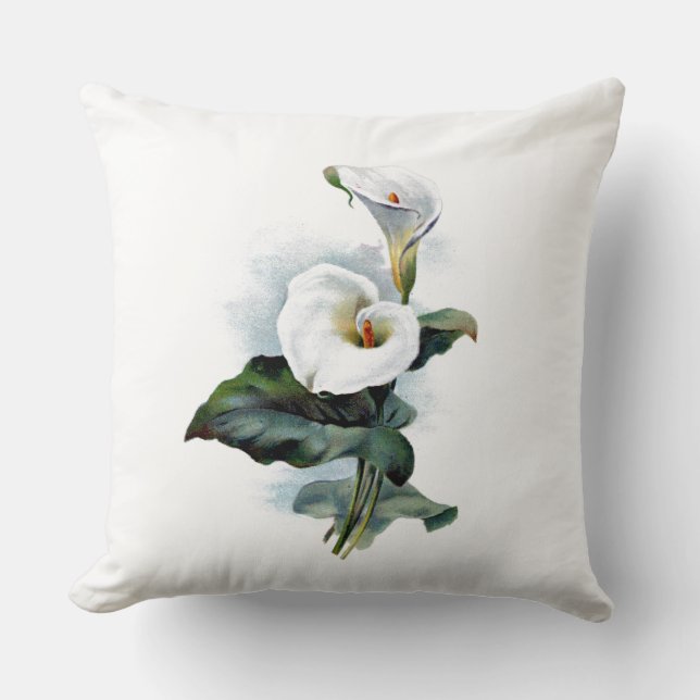 Vintage and Gorgeous White calla lily Cushion (Front)