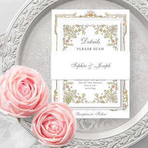 Vintage and Luxe Wedding   White and Grey Invitation Belly Band