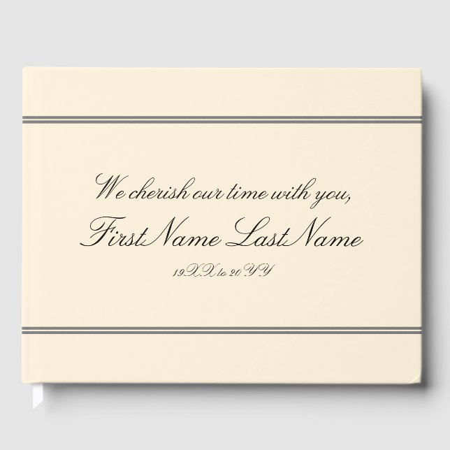 Vintage and Minimalist Condolences Guestbook (Front)