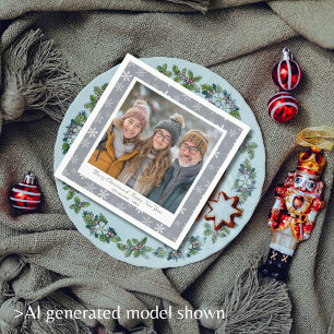 Vintage and Modern Grey and White Snowflakes Napkin