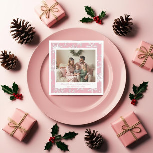 Vintage and Modern Pink and White Snowflakes Napkin