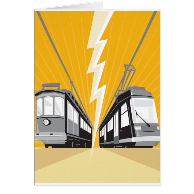 Vintage and Modern Streetcar Tram Train (Front)