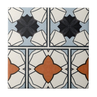 Vintage and Modern White and Blue Geometric Ceramic Tile