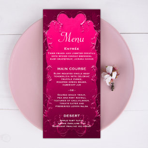 Vintage and Romantic Pink Wedding Menu
