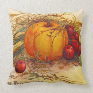 Vintage and Rustic Harvest and Happy Thanksgiving Cushion