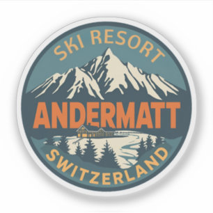 Vintage ANDERMATT ski Switzerland Swiss Alps gifts