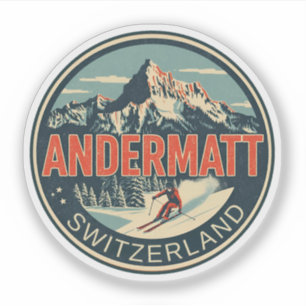 Vintage ANDERMATT ski Switzerland Swiss Alps gifts