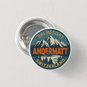 Vintage ANDERMATT ski Switzerland Swiss Alps gifts 3 Cm Round Badge
