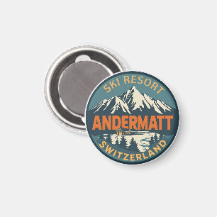 Vintage ANDERMATT ski Switzerland Swiss Alps gifts Magnet