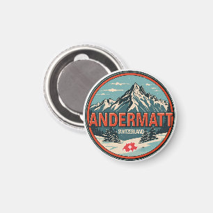 Vintage ANDERMATT ski Switzerland Swiss Alps gifts Magnet