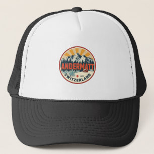 Vintage ANDERMATT ski Switzerland Swiss Alps gifts Trucker Hat