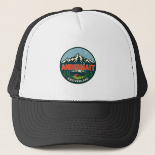 Vintage ANDERMATT ski Switzerland Swiss Alps gifts Trucker Hat