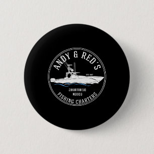 Vintage Andy And Red's Fishing Charters 6 Cm Round Badge