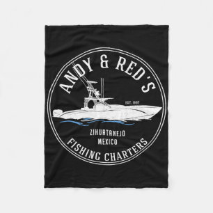 Vintage Andy And Red's Fishing Charters Fleece Blanket