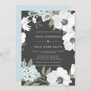 Vintage Anemone Ash Wedding Invitation