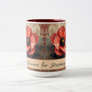 Vintage Anemone Flowers Retro Rustic Watercolor Two-Tone Coffee Mug